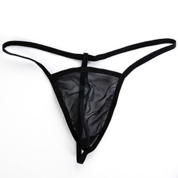 Men's Sheer Black Mesh G-String Thong O/S - Picture 4 of 4